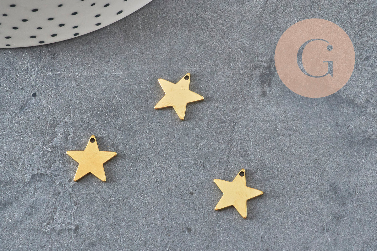 Colgante de acero inoxidable dorado con estrella de 12 mm x1 (G6147)