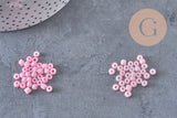 Large pearlescent pink glass seed beads 4mm, x10g (G5474)