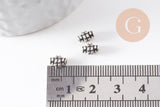 Rondelle ovale texture argent vieilli,perle argentée sans nickel,perle intercalaire, 7mm, x 10 (G2129)