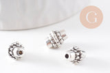 Rondelle ovale texture argent vieilli,sans nickel,perle intercalaire, 10mm, x10 (G1771)