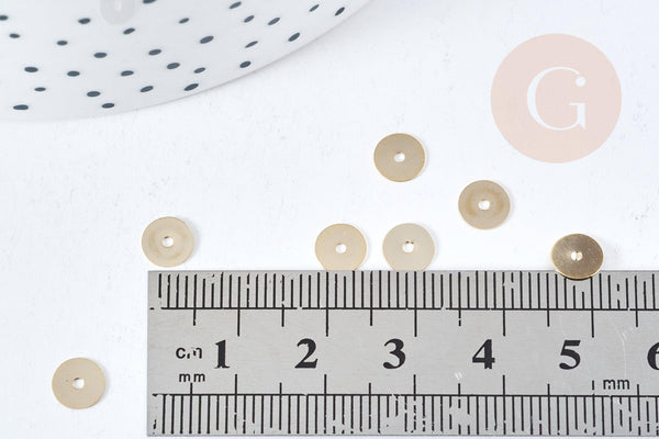 Rondelles acier doré inoxydable 6mm,perles intercalaires disque pour création bijoux acier,x 20 G8732