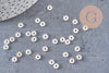 Rondelles fleurs laiton argenté, perles argentés, création bijoux, perles intercalaires, 5mm, x10 (G0946)