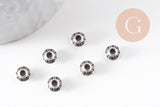 Rondelles gravées argent vieilli, perles dorées, perles intercalaires, 6.5mm, x20 (G1442)