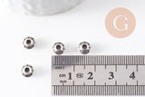 Rondelles gravées argent vieilli, perles dorées, perles intercalaires, 6.5mm, x20 (G1442)