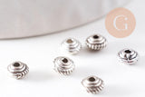 Rondelles intercalaires gravées zamac argent vieilli 3mm, x20 (G0959)
