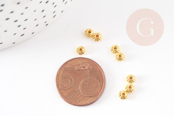 Rondelles laiton doré, perles dorées, perles intercalaires, Perle ,4mm, x 10Gr (G5598)