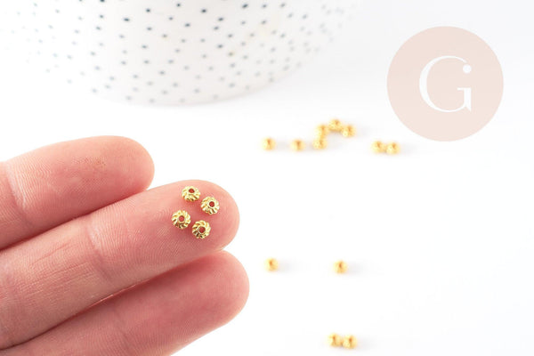 Rondelles laiton doré, perles dorées, perles intercalaires, Perle ,4mm, x 10Gr (G5598)