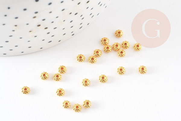 Rondelles laiton doré, perles dorées, perles intercalaires, Perle ,4mm, x 10Gr (G5598)