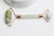 Rouleau de massage jade jaune naturel support or rose,un outil en pierre naturelle pour masser le visage auto-massage, x1 G4513