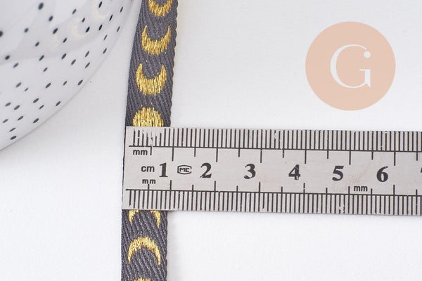 Ruban brodé texte lunes 11:11 10mm, x1 mètre (G10268)