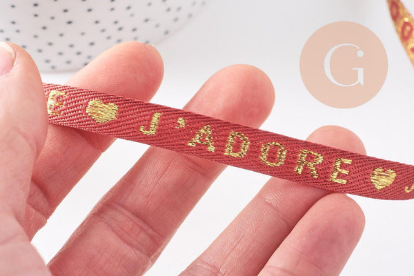 Ruban brodé texte lunes 11:11 10mm, x1 mètre (G10268)