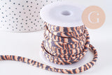 Ruban cordon élastique polyester motif Léopard marron beige 5mm, x 1 Mètre (G7070)