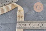 Ruban élastique écru de 16mm avec motif d'ancres dorées pour bijoux DIY et loisirs créatifs.