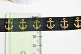 EP Ruban élastique noir ancre or EFJF, bracelet EVJF,ruban mariage,scrapbooking,16mm, 1/5/10 Mètres G2154 (adn)