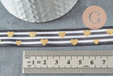 Ruban élastique rayé coeurs or EFJF, bracelet EVJF,ruban mariage,scrapbooking,16mm, x1 mètre (G1583)