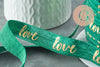 Ruban élastique vert or LOVE EFJF 16mm, x1 mètre (G3759)