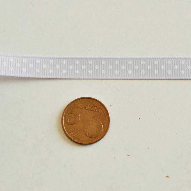 Ruban gros grain polka mauve clair, ruban pois blancs,ruban mariage,fourniture créative, largeur 1cm, longueur 1 mètre-G0543