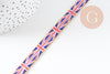 Ruban texte drapeaux pays 10mm, un ruban brodé de qualité pour travaux de couture ou création de bijoux, x1 mètre (G10831)