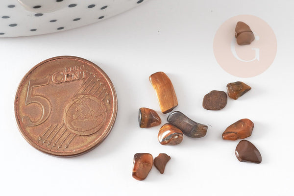 Sable chips pierre oeil de tigre naturelle brute roulée 3~5mm non percé, x20gr (G5228)