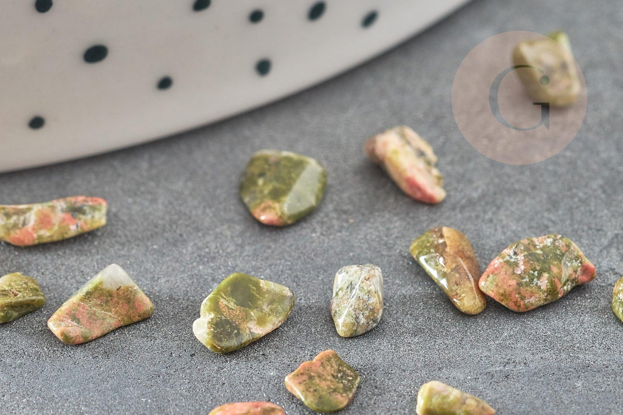 Sable chips pierre unakite Naturelle 2-8mm non percé, x20gr (G2810)