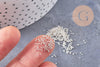Sable chips verre blanc argent chips mineral 0.6mm non percé, x10gr (G1462)