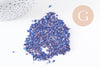 Sable chips verre bleu métal 1.5~2mm non percé, x10gr (G0875)