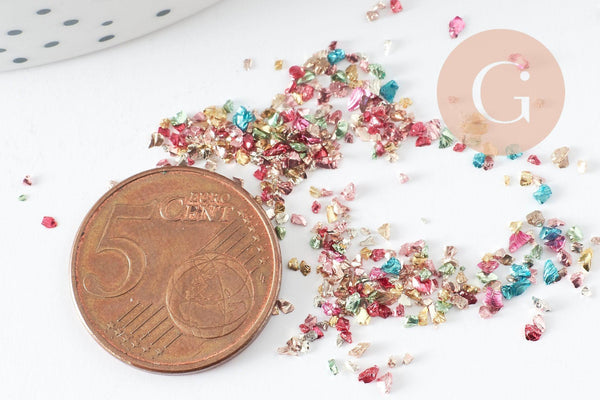 Sable chips verre coloré métallisé 1-3mm non percé, x10gr (G9426)