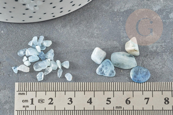 Sable pierre aigue-marine naturelle brute roulée 5-22mm non percé, x20gr (G0398)