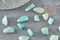 Sable pierre amazonite bleue verte naturelle brute roulée 5~25mm /2~8mm non percé, x20gr (G0249)