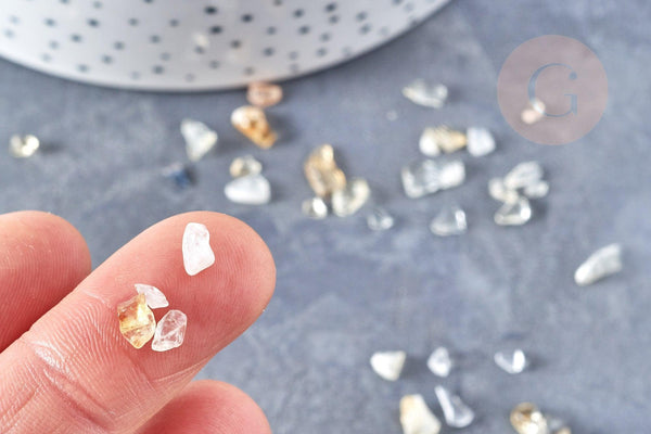 Sable pierre chips citrine jaune chauffée non percé, x20gr (G8534)