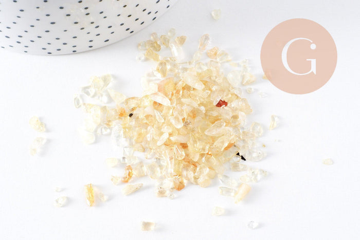 Sable pierre chips citrine jaune naturelle chauffée 3mm non percé, x20gr (G0248)