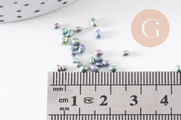 Sable verre gris irisé chips mineral 1~4mm non percé, x10gr (G1116)