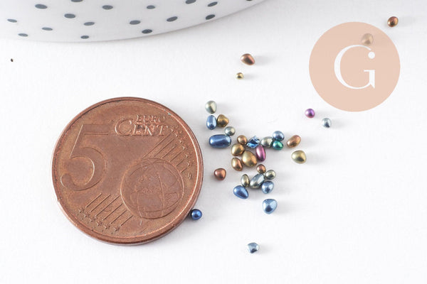 Sable verre multicolore irisé chips mineral 1-4mm non percé, x10gr (G1936)