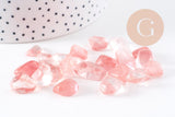 Sable verre quartz cerise roulée 5~10mm non percé, x20gr (G0397)