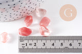 Sable verre quartz cerise roulée 5~10mm non percé, x20gr (G0397)