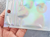 Sacs zippé plastique rectangle gris holographique 14.9x10.5cm, x5 (G8757)
