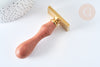 Sceau soleil cire à cacheter laiton massif manche bois 9cm, fourniture création de sceaux personnalisés pour invitation de mariage, 90mm G7748