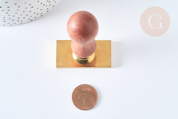 Sceau soleil cire à cacheter laiton massif manche bois 9cm, fourniture création de sceaux personnalisés pour invitation de mariage, 90mm G7748