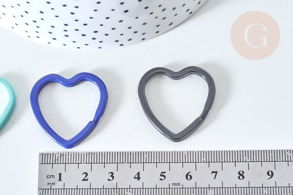 Support Cœur porte-clés fer multicolore 31mm, x1 (G7836)