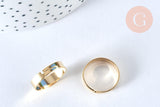 Support bague réglable lisse acier doré 17mm,bague acier doré sans nickel, bague femme acier inoxydable x1 (G6798)