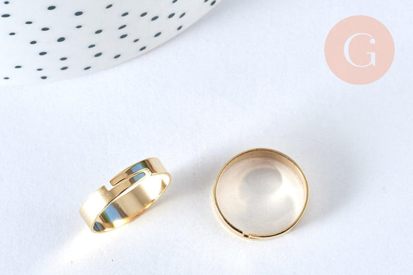 Support bague réglable lisse acier doré 17mm,bague acier doré sans nickel, bague femme acier inoxydable x1 (G6798)