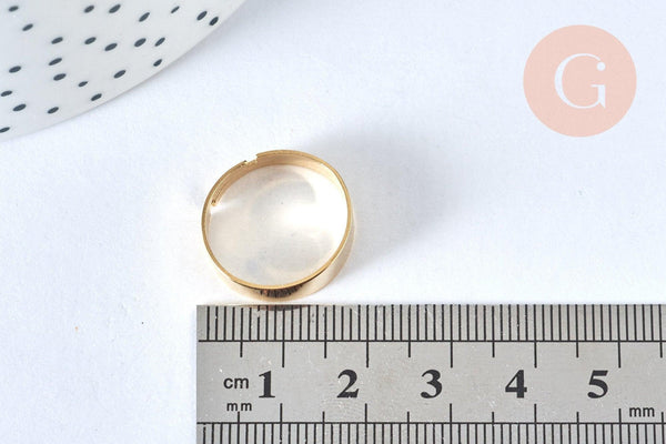 Support bague réglable lisse acier doré 17mm,bague acier doré sans nickel, bague femme acier inoxydable x1 (G6798)