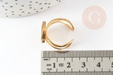 Support bague réglable pour cabochon 12mm acier doré inoxydable, x1 (G4312)