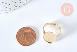Support bague réglable support cabochon ovale 18x13mm acier doré x1 (G6801)