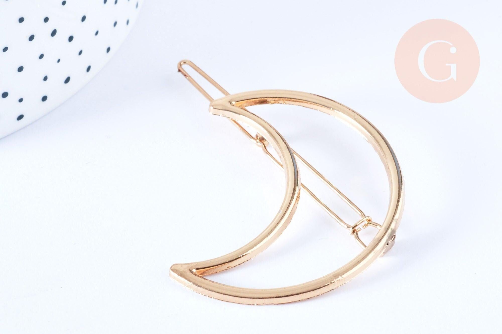 Support barrette Lune clip métal doré 53mm, x1 (G6600)
