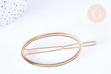 Support barrette clip métal doré ovale 54mm, x1 (G6599)