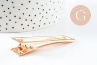 Support barrette fer doré rectangle 60mm, x5 (G4699)