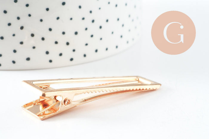 Support barrette fer doré rectangle 60mm, x5 (G4699)