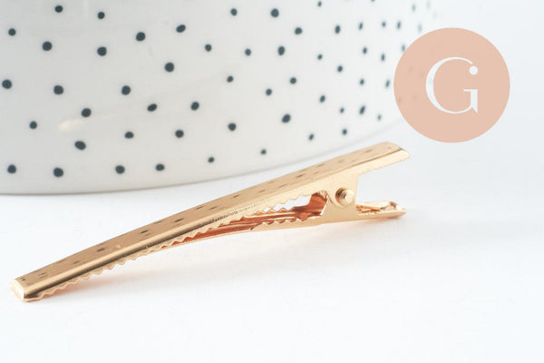 Support barrette pince doré 60mm, x2 (G3314)
