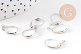 Support boucle Dormeuses boucles d'oreille platine 13mm, x50 (G0085)